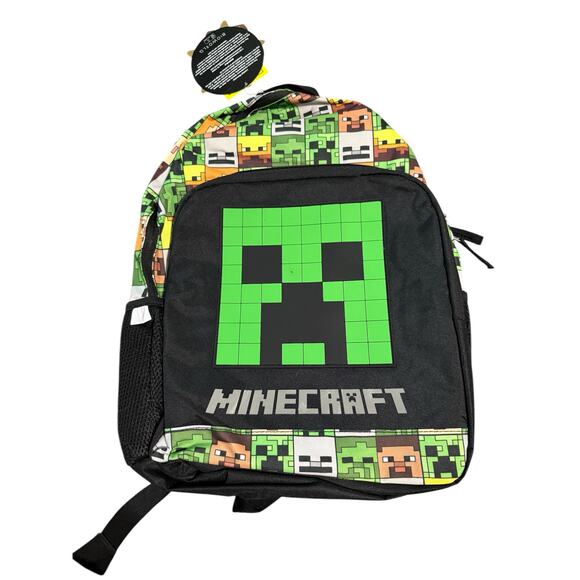 NWT Minecraft Creeper 16" School Backpack Green & Black Back to School Age 3+ - Picture 1 of 12